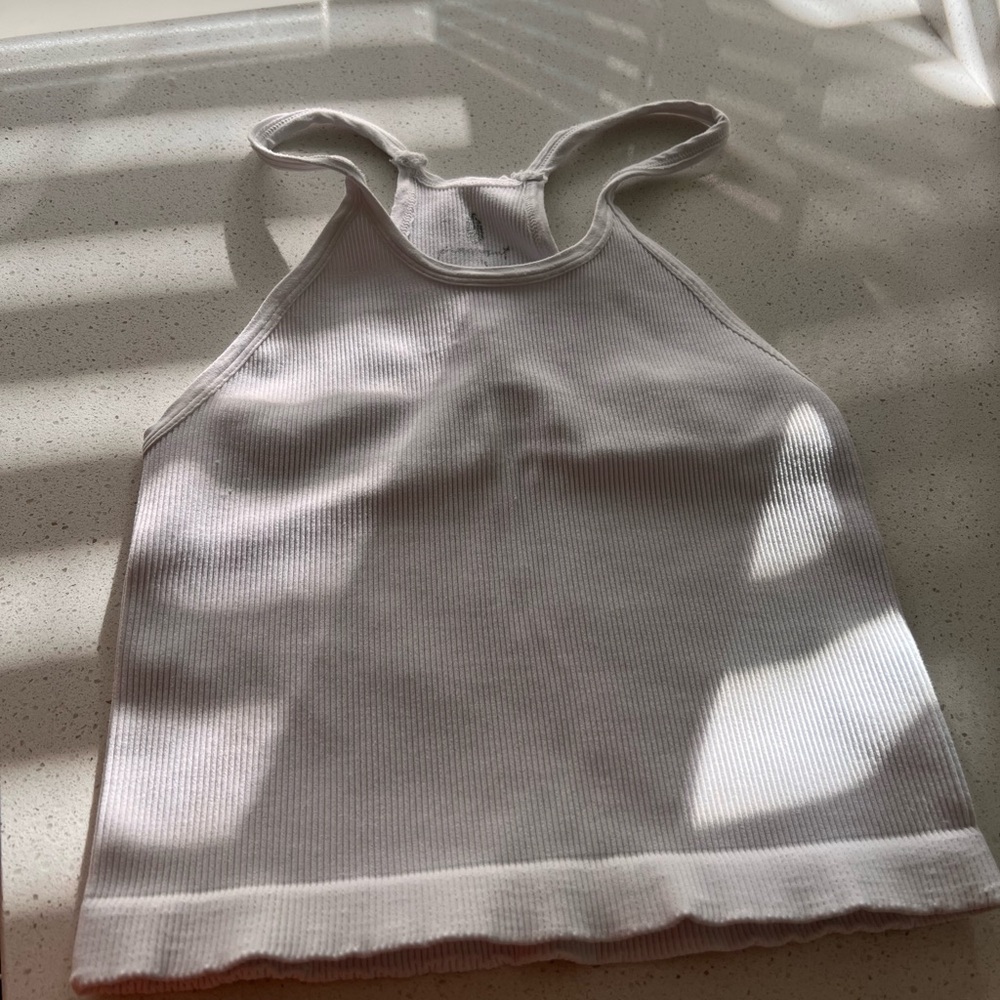 FP Movement by Free People White Ribbed Tank Top